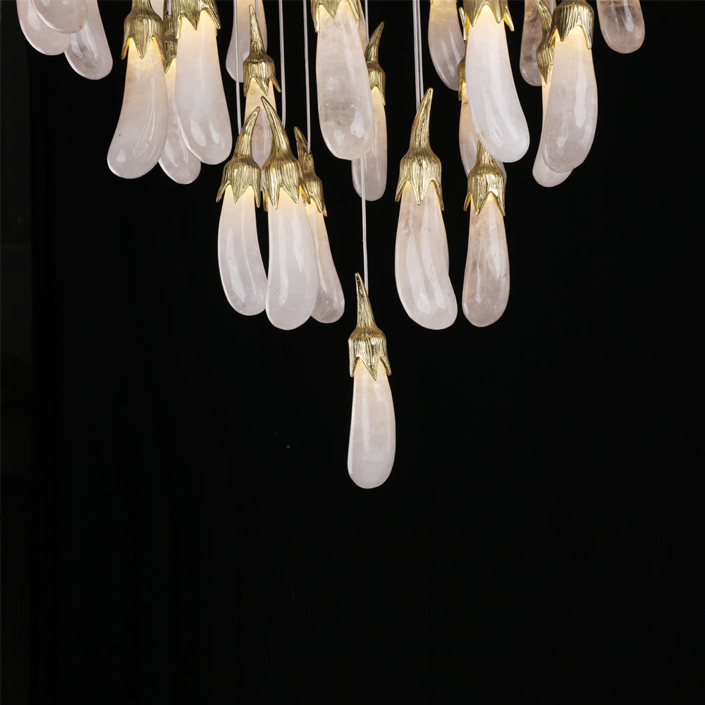 22X47 Inch 32 Rock Crystal Long-eggplants Pendant Modern LED Chandelier-Briglighting