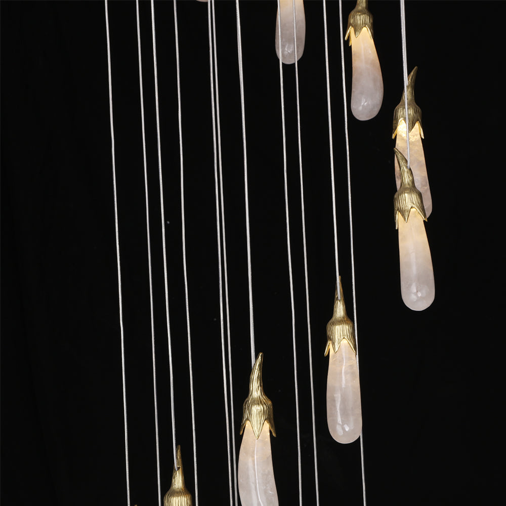 24 Rock Crystal Long-eggplants Modern Chandelier 138 Inch Long Staircase Chandelier-Briglighting