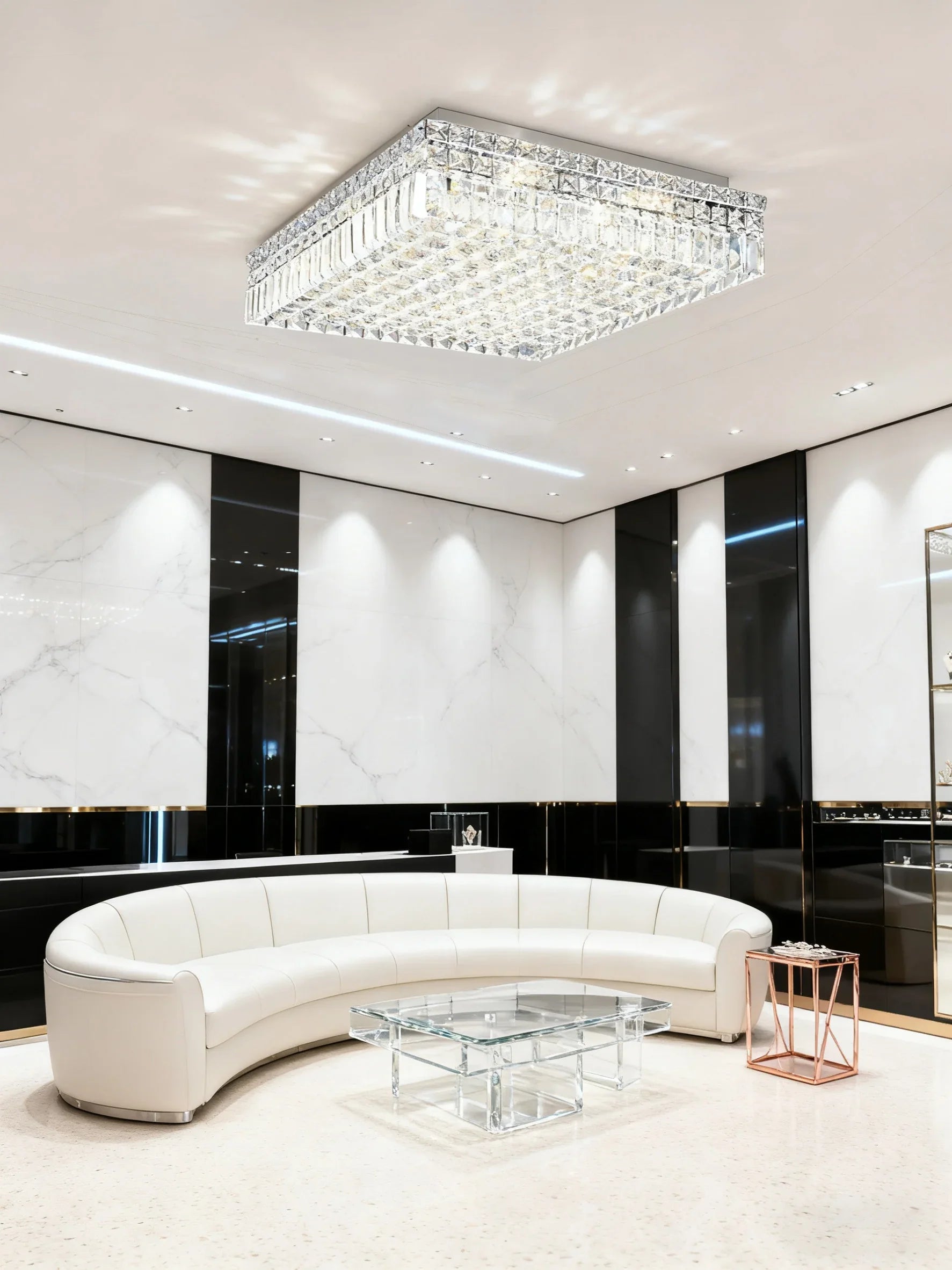 24'' Square Flush Mounted Chandelier K9 Crystal Ceiling Light-吸顶灯-Briglighting
