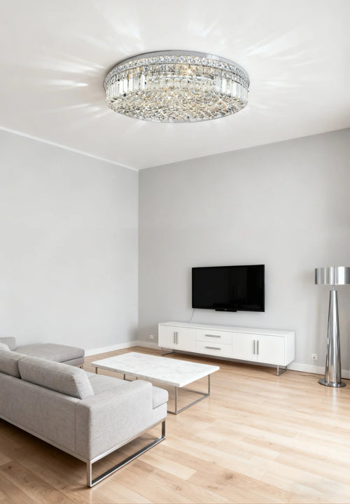 24'' Round Flush Mounted Chandelier Modern Crystal Ceiling Light-吸顶灯-Briglighting