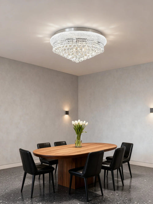 24'' Round Crystal Ceiling Light Empire Flush Mounted Crystal Chandelier-吸顶灯-Briglighting