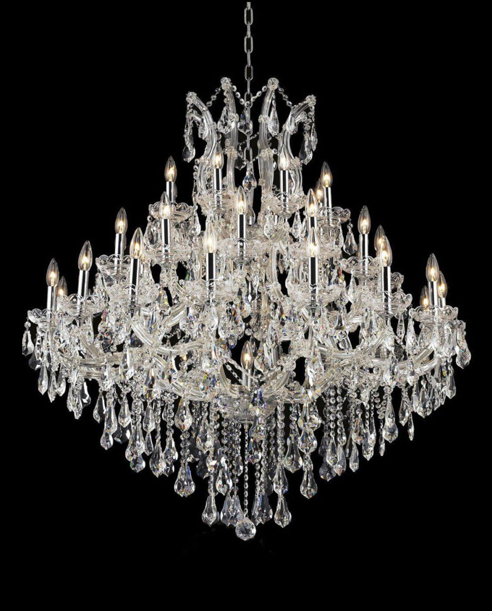 37 Lights Maria Theresa Chandelier 44 Inch Elegant Chrome Crystal Lighting-Briglighting