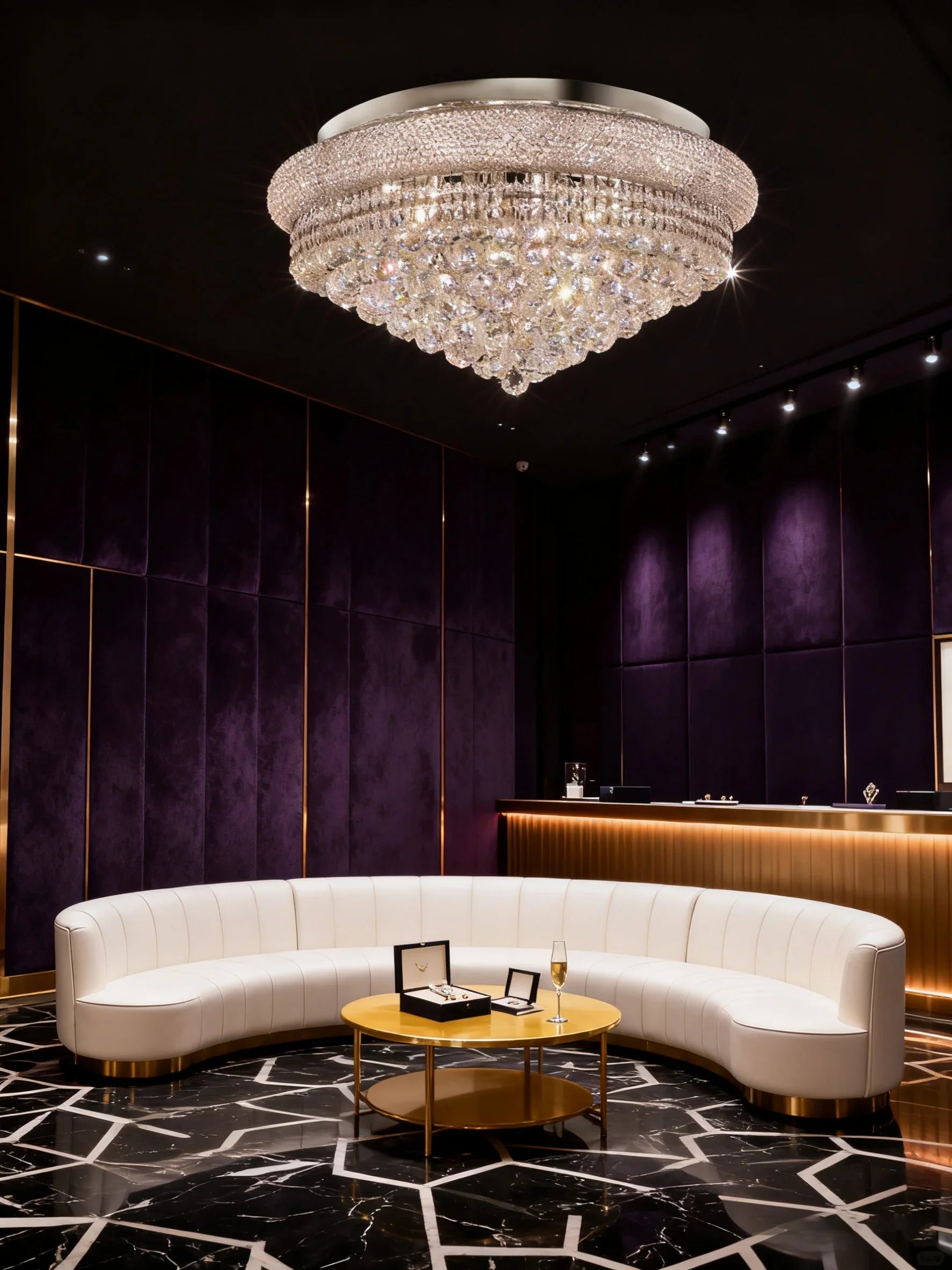 28'' Round Crystal Ceiling Light Empire Flush Mounted Crystal Chandelier-吸顶灯-Briglighting