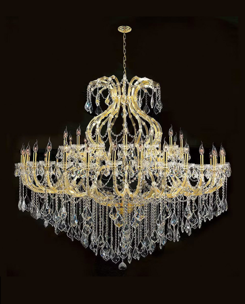 71X59 Inch Extra Wide Chandelier 49 Lights Big Gold Maria Theresa Crystal Chandelier For Dining Room-Briglighting