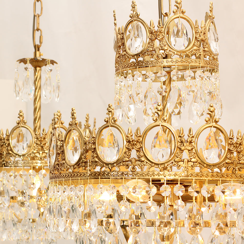 18 Inch Small Crystal Chandelier for Extrance Empire Style Brass Chandelier-Briglighting