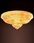 59 Inch Big Round Gold Flush Mounted Crystal Chandelier for Banquet Hall-Briglighting