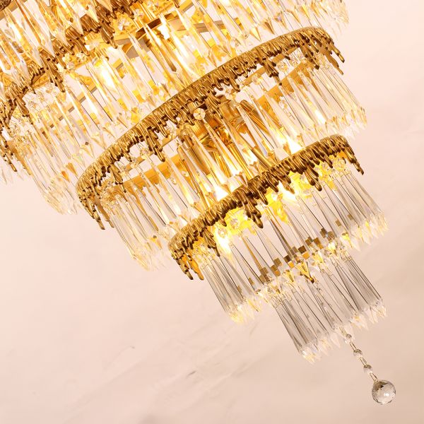35X83 Inch Big Foyer Lighting Cascading French Empire Brass and Crystal Chandelier-Briglighting
