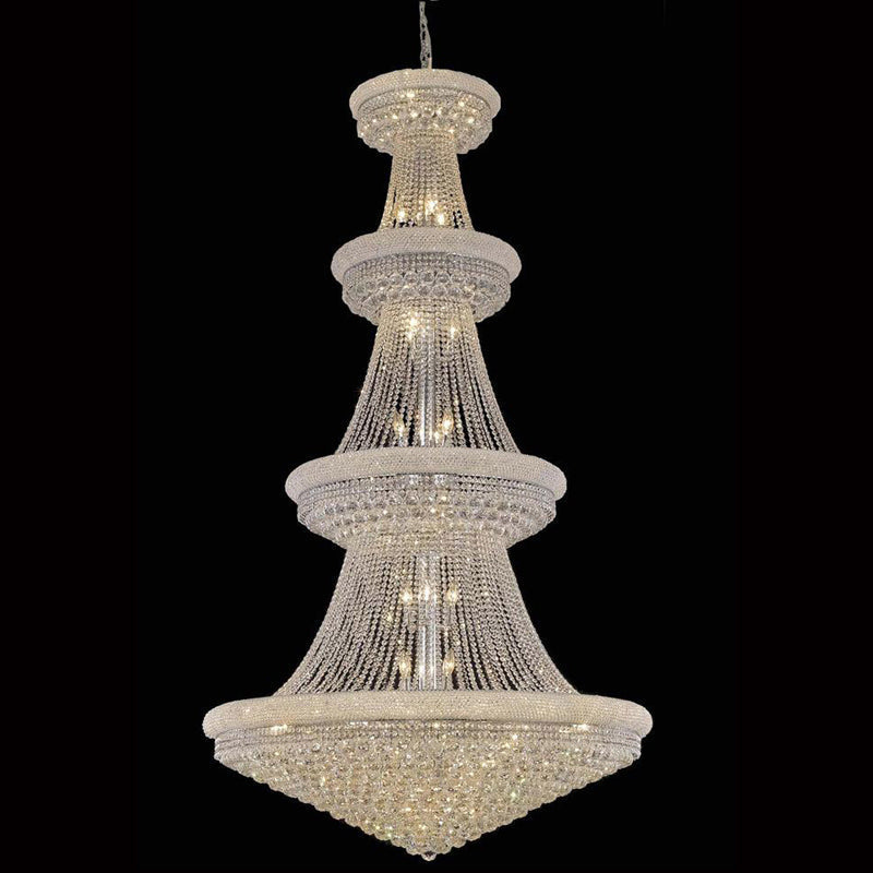48X86 Inch 42 Lights French Empire Chrome K9 Crystal Chandelier for High Ceilings-Briglighting