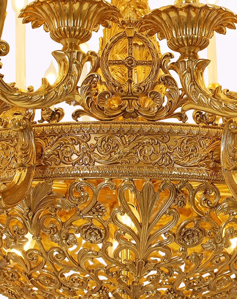 59X65 Inch 19th Century Extra Large French Brass Chandelier Antique Chandelier for Foyer-Briglighting
