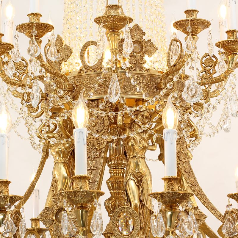 51X67 Inch 42 Lights Big French Empire Brass and Crystal Chandelier for Foyer-Briglighting