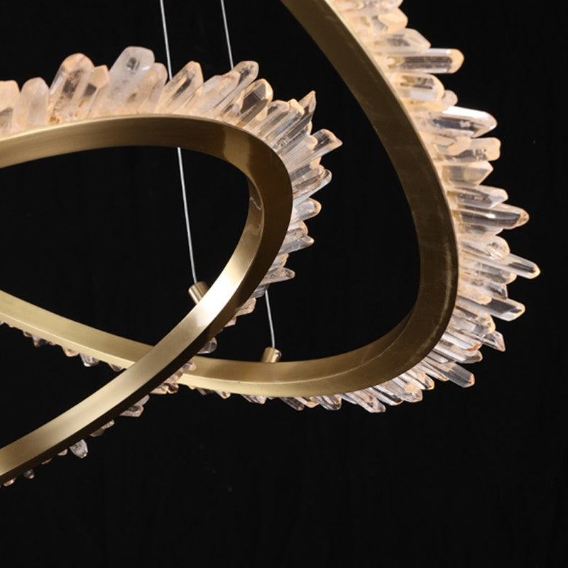 (16+24+31.5+40) Inch 4 Rings Quartz Crystal Chandelier Modern Suspended Hanging Light-Briglighting