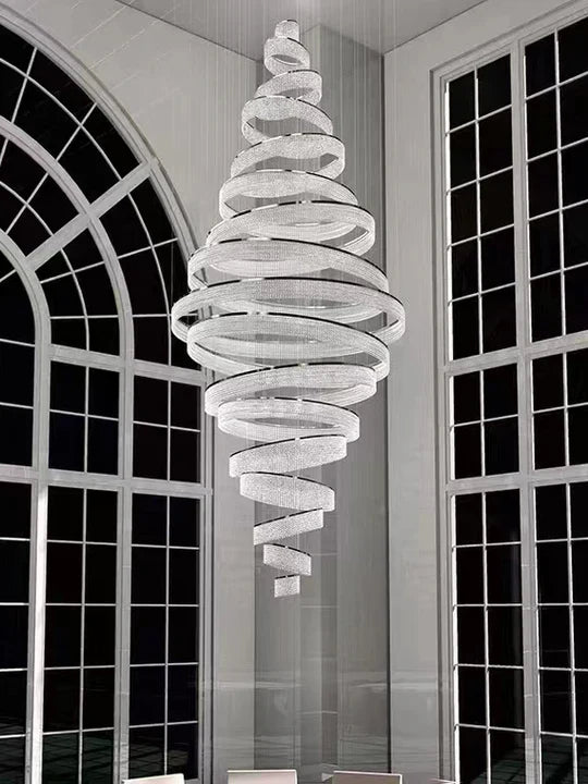 11 Crystal Ring Chandelier for High Ceilings 36X118 Inch Modern Staircase Chandelier Lighting-Briglighting