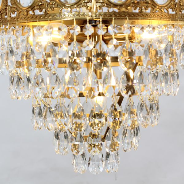 15 Inch Small Crystal Light French Empire Style Brass Crystal Chandelier-Briglighting