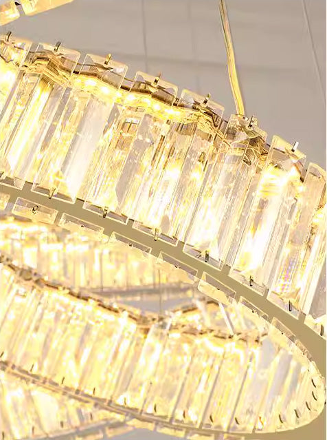 Custom Made 59'' Three Crystal Ring LED Chandelier Large Modern Chandelier for Hotel Lobby-Briglighting