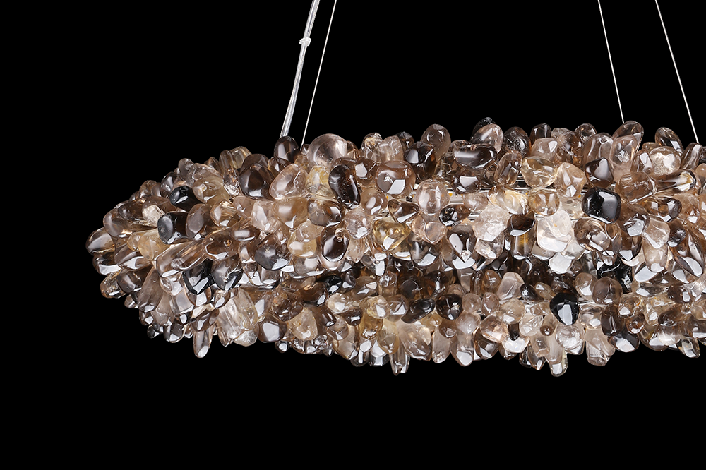 Multiple Size Modern Smoky Rock Crystal Halo LED Chandelier Pendant Light-Briglighting