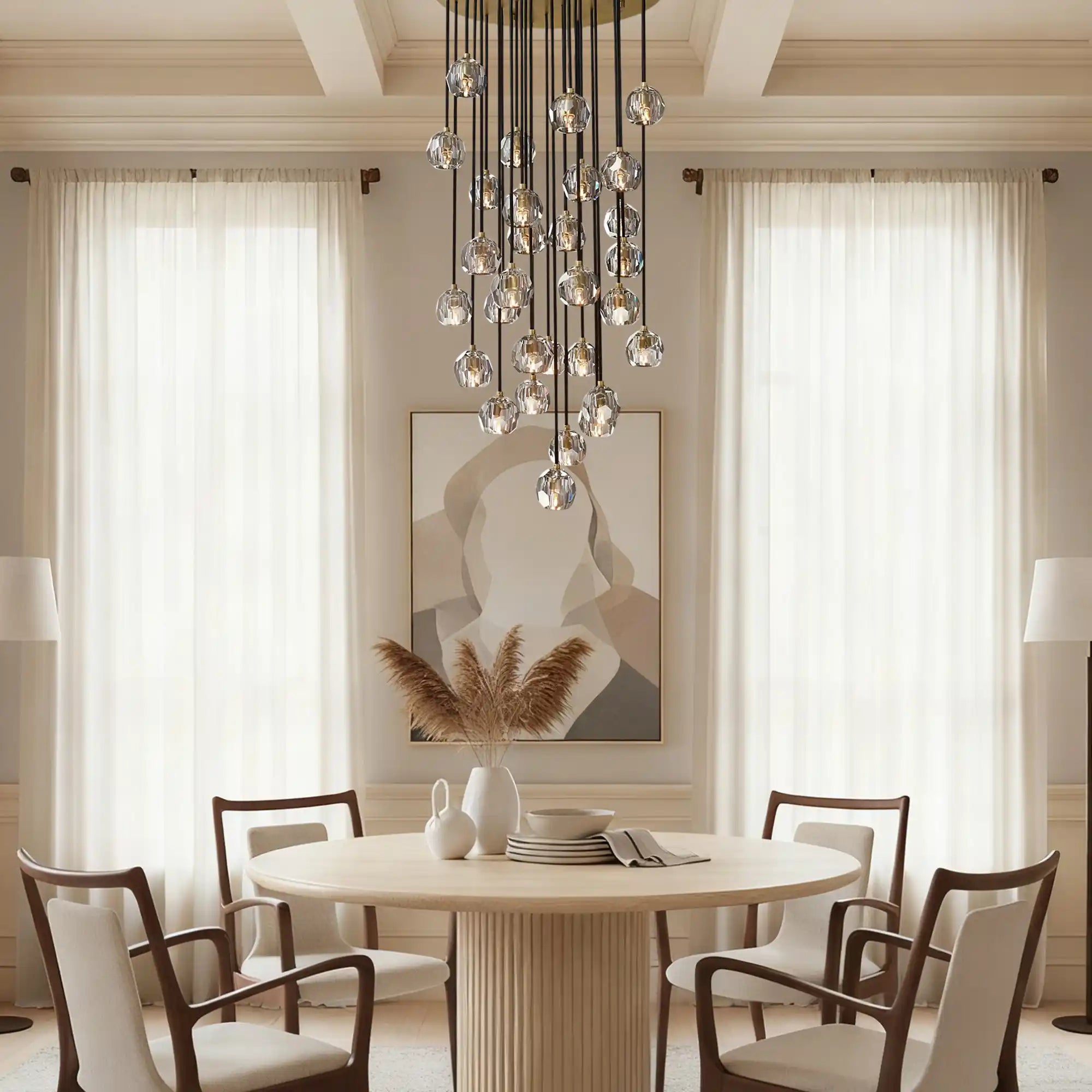 Boule De Cristal Clear/ Smoke Glass Round Cluster Chandelier 14", 19", 24", 30", 40"