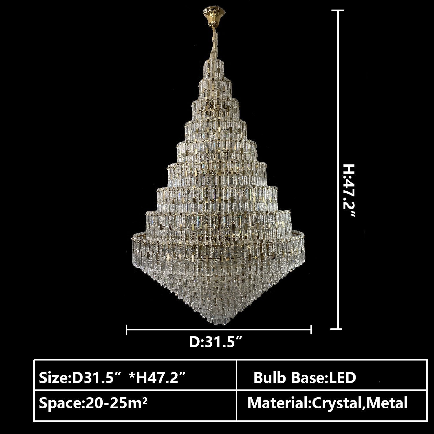 Oversized Multi-layers Honeycomb Luxury Crystal Chandelier in Gold Finish for Big Hallway/Foyer/Entryway-Briglighting