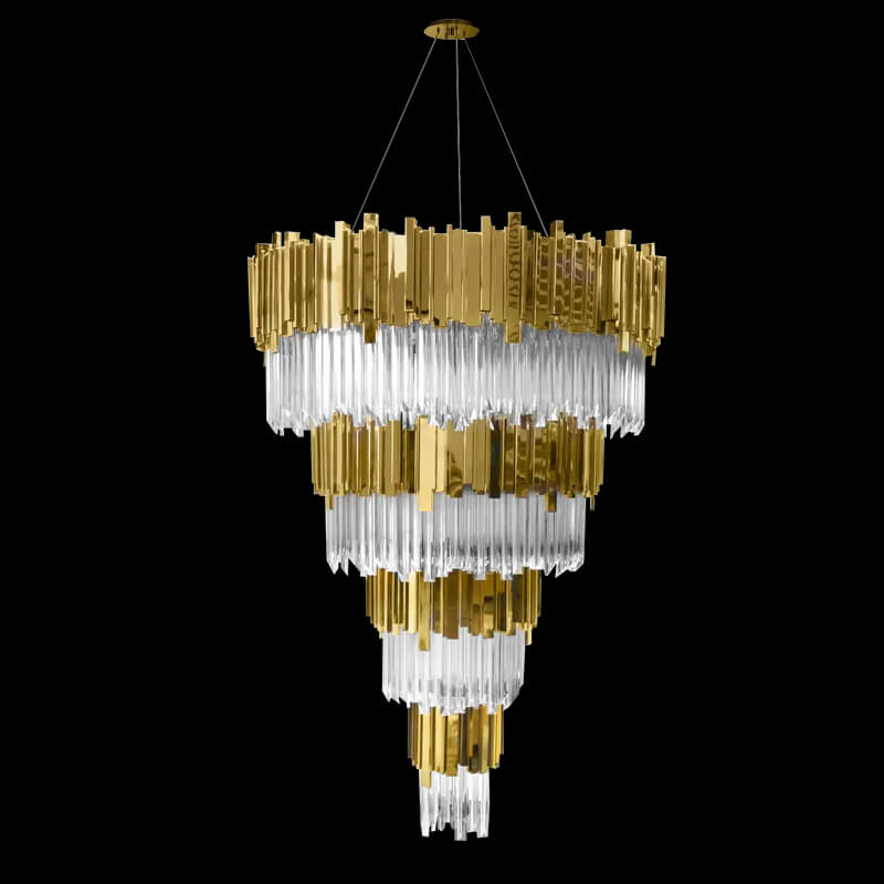 39X59 Inch Gold Large Gold Chandelier Big Modern Cascading Foyer Chandelier Lighting-Briglighting