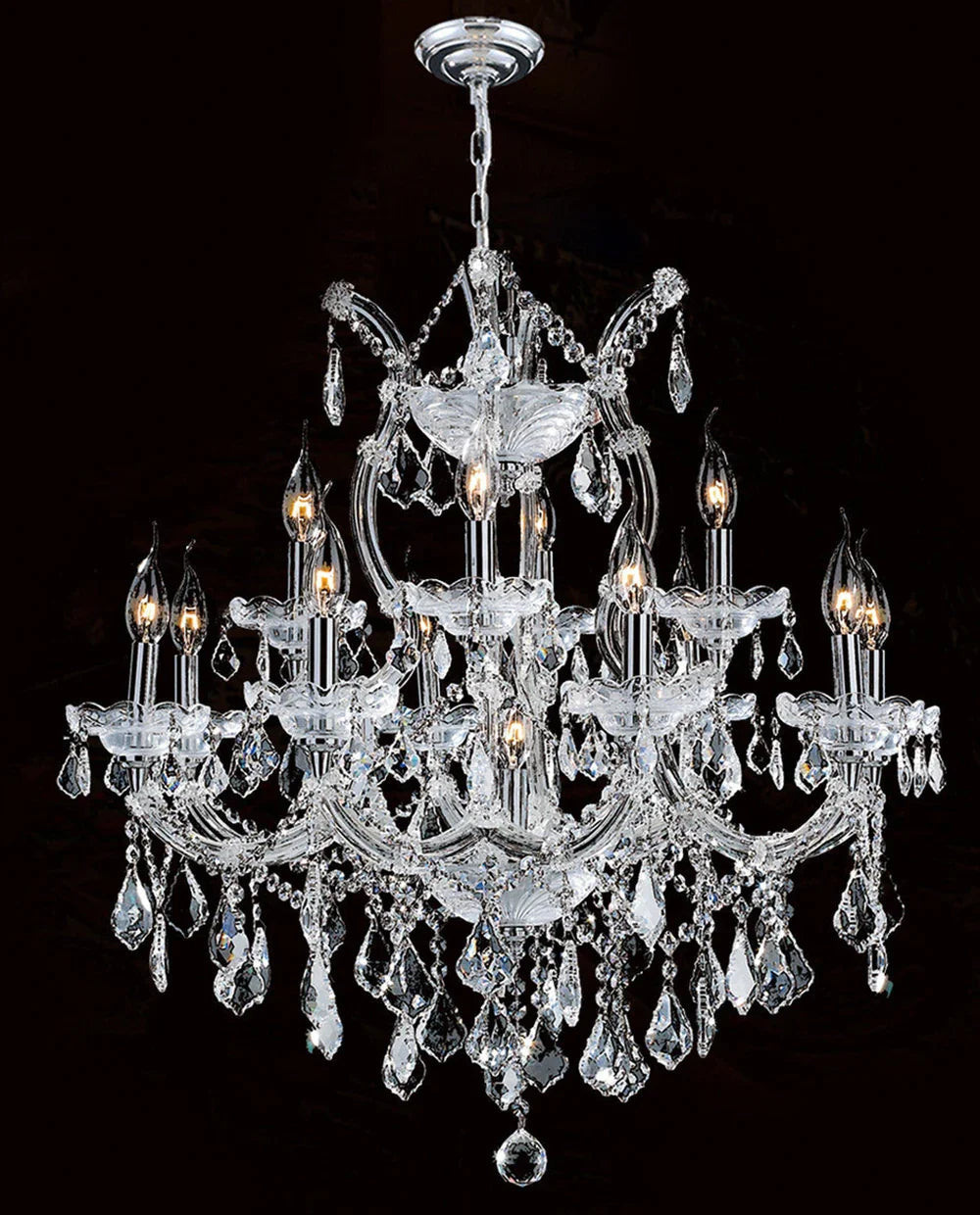 26'' Wide Chrome Chandelier Lights 13 Lights Maria Theresa Crystal Chandelier for Bedroom MT01L13C-吊灯-Briglighting