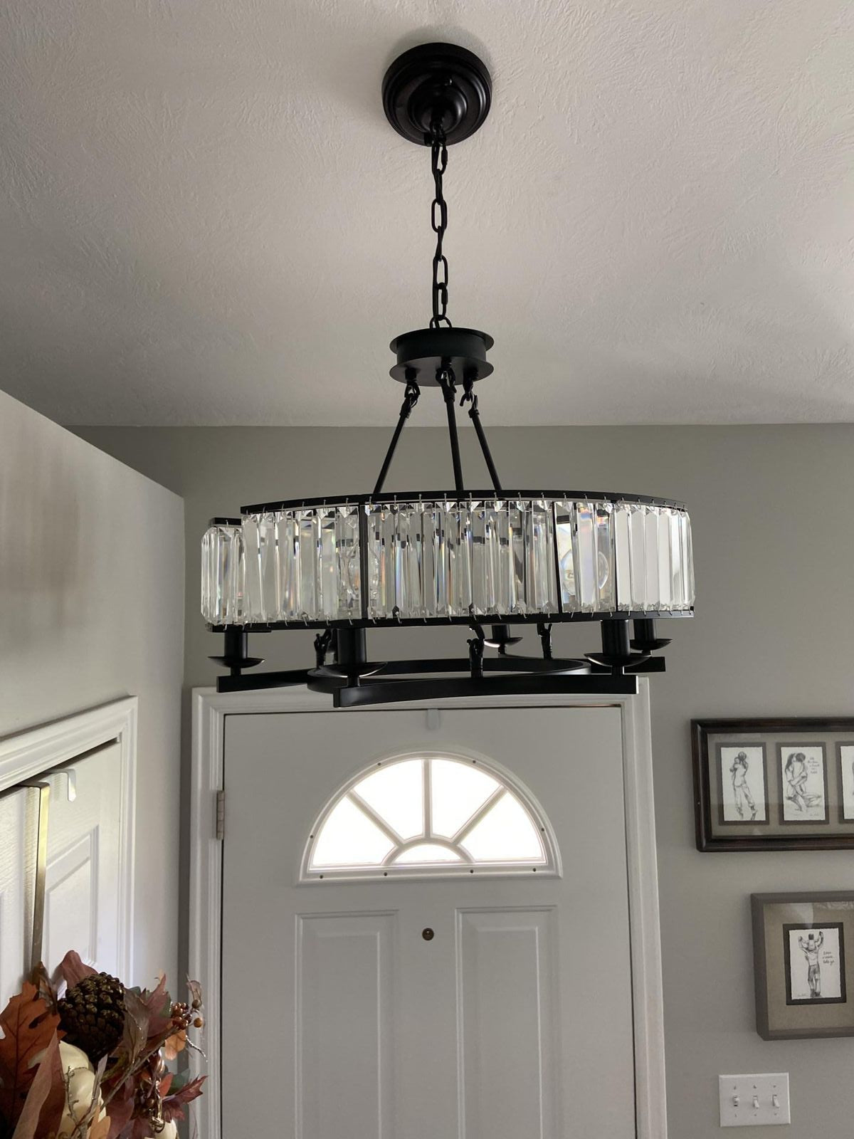 Decorative 6/ 8/ 10/ 12-Light Crystal Ceiling Chandelier Triangular Prism Island Light Fixture Metal Shade for Living Room-Briglighting