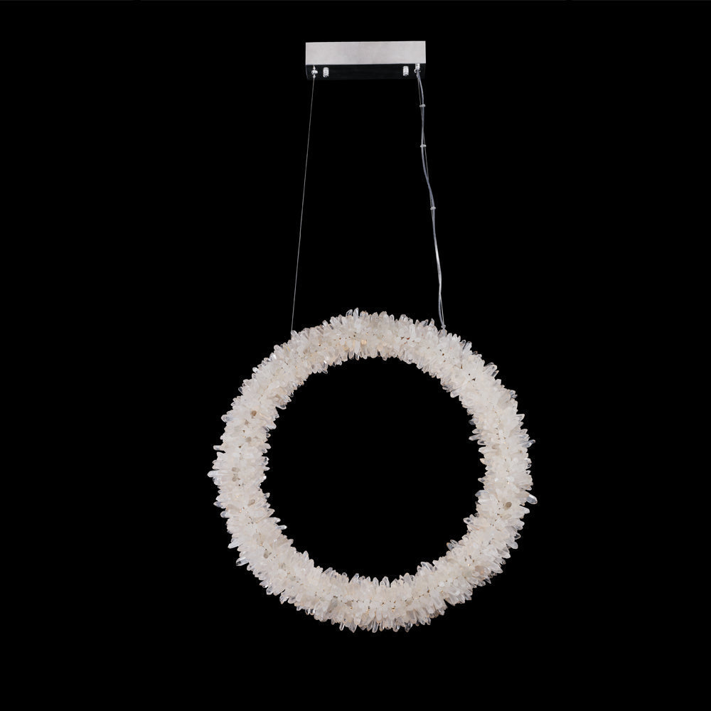 Modern Geode Quartz Crystal Chandelier Vertical Hanging Ring Pendant Light-Briglighting
