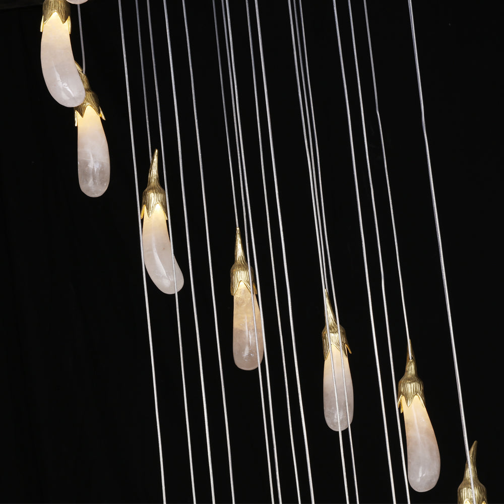 24 Rock Crystal Long-eggplants Modern Chandelier 138 Inch Long Staircase Chandelier-Briglighting