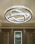 Custom Made 59'' Three Crystal Ring LED Chandelier Large Modern Chandelier for Hotel Lobby-Briglighting