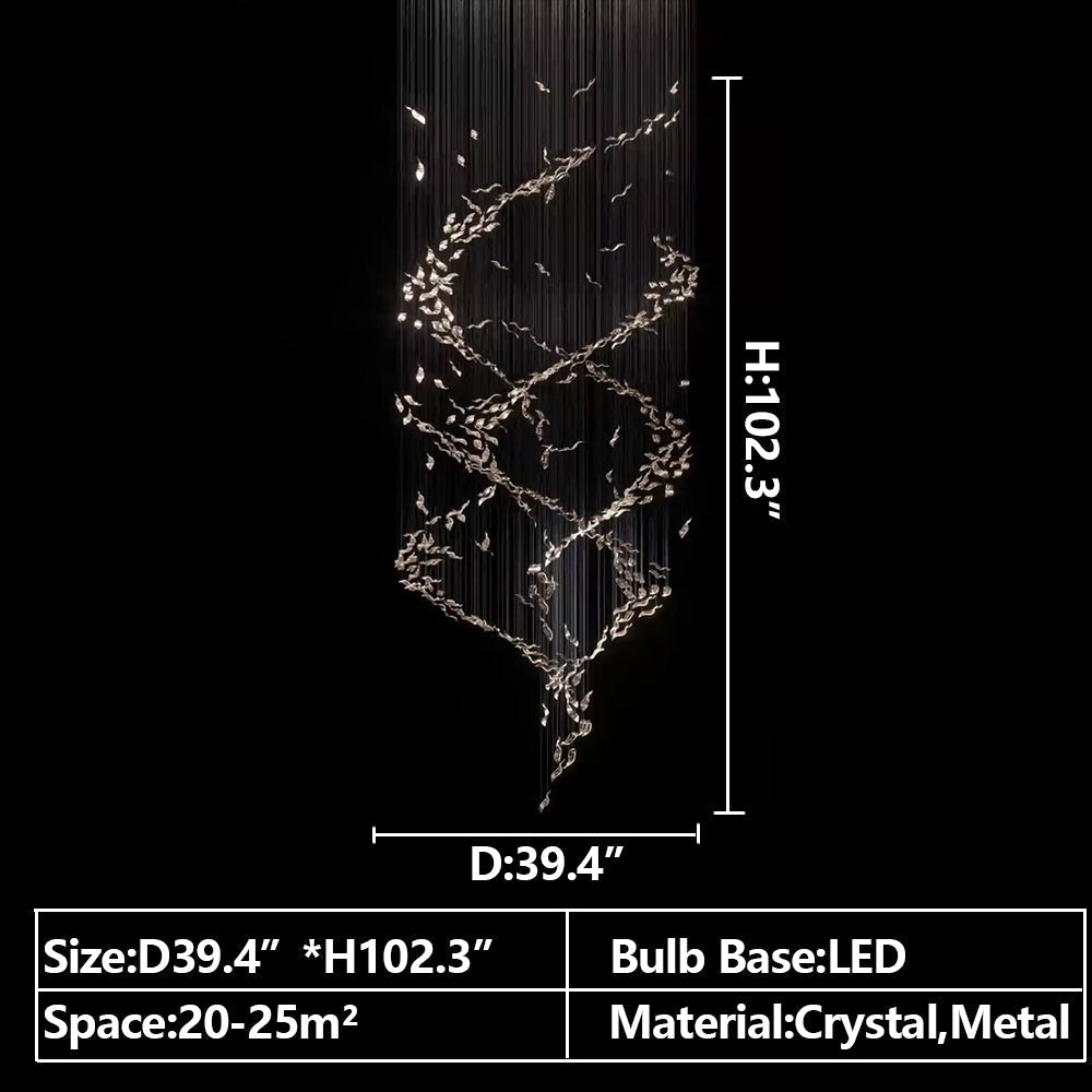 Extra Large Luxury Art Double Spiral Creative Crystal Chandelier For High-ceiling Foyer/Hallway/Entryway-Briglighting