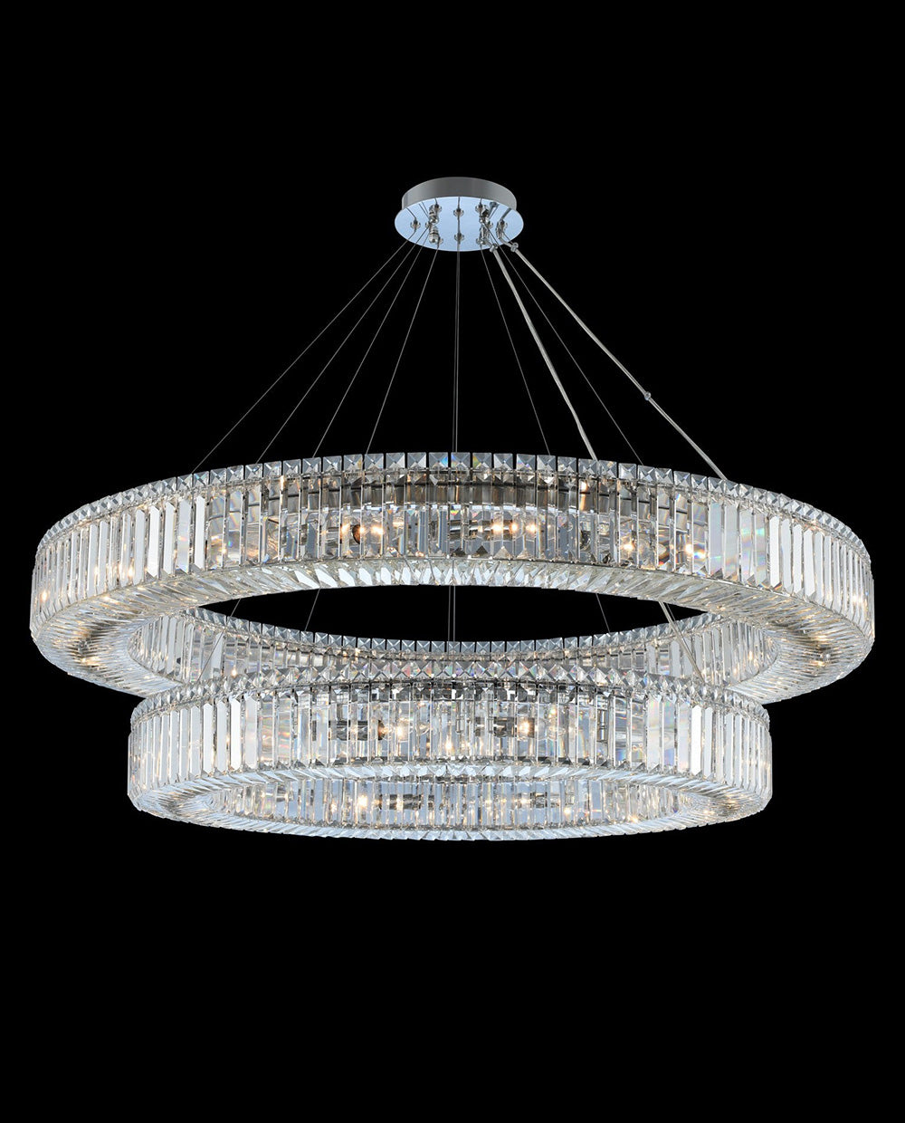 (36+47) Inch Two Rings Crystal Chandelier Modern Living Room Chandelier-Briglighting