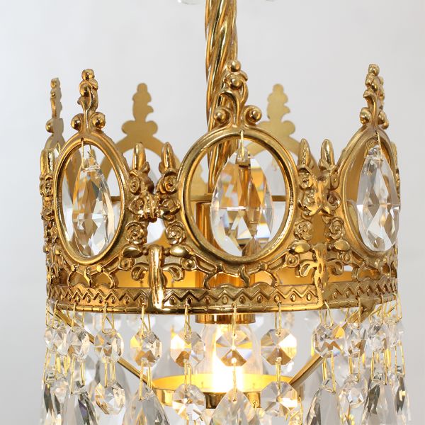 6 Inch Mini Crystal Pendant Light for Kitchen Island Empire Style Brass Crystal Chandelier-Briglighting