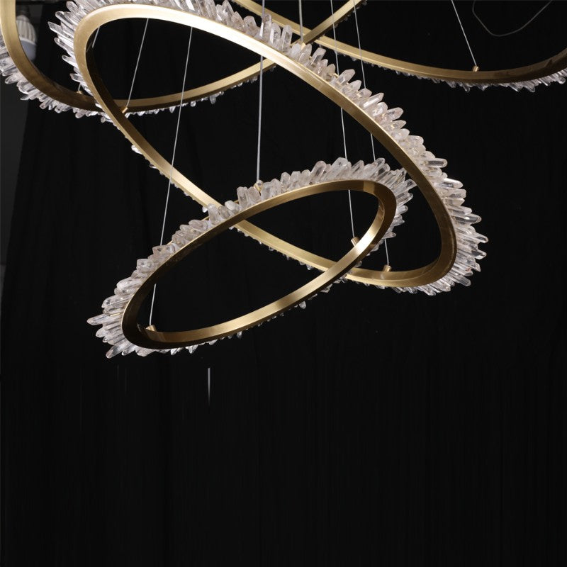 (16+24+31.5+40) Inch 4 Rings Quartz Crystal Chandelier Modern Suspended Hanging Light-Briglighting