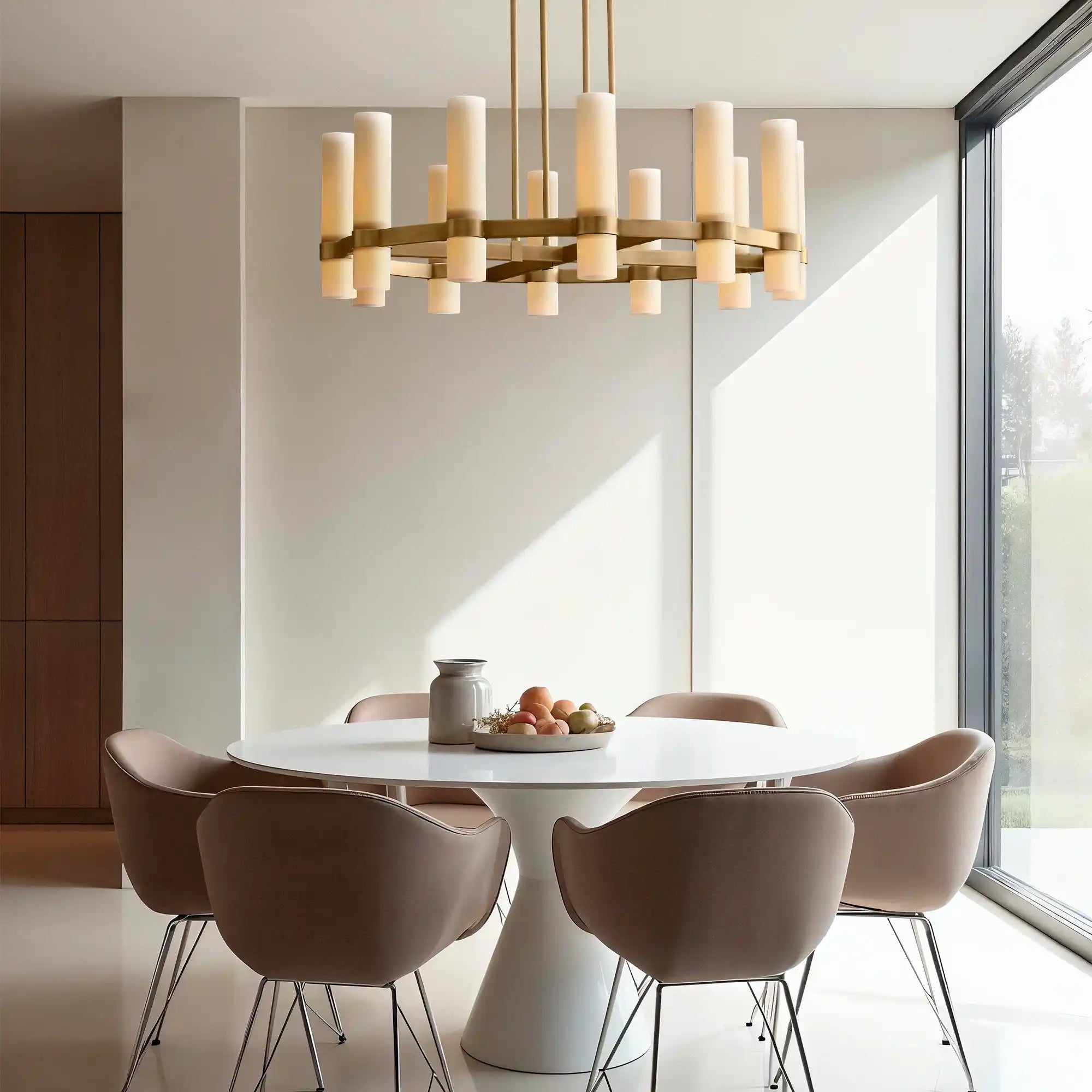 Ravelle Round Milk Glass Chandelier 36", 48", 60"