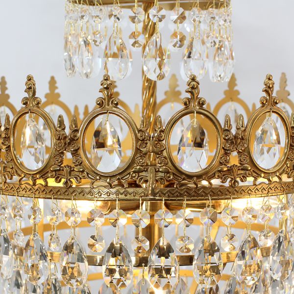 9 Inch Mini Kitchen Island Pendant Light Empire Style Brass Crystal Pendant Lighting-Briglighting