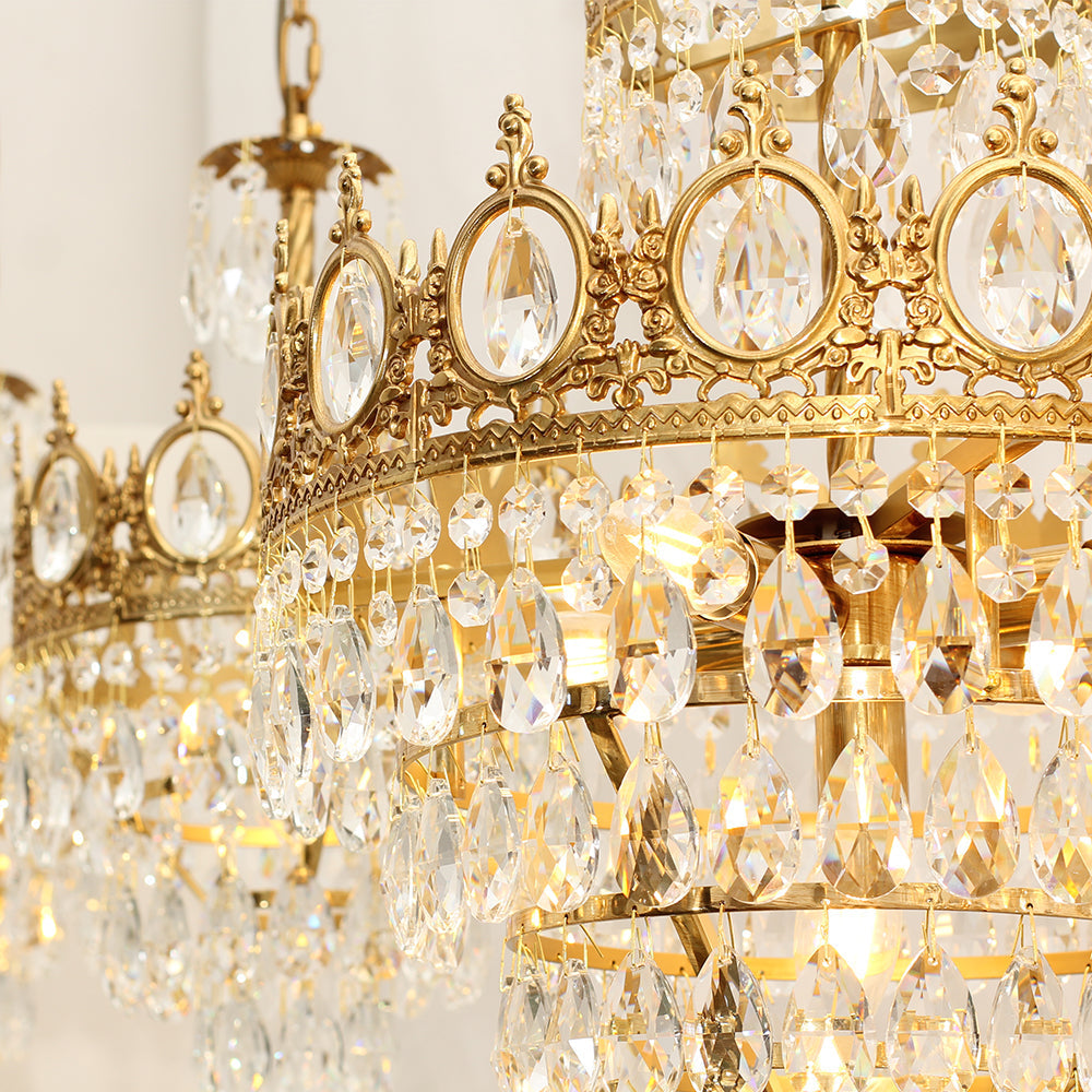 18 Inch Small Crystal Chandelier for Extrance Empire Style Brass Chandelier-Briglighting