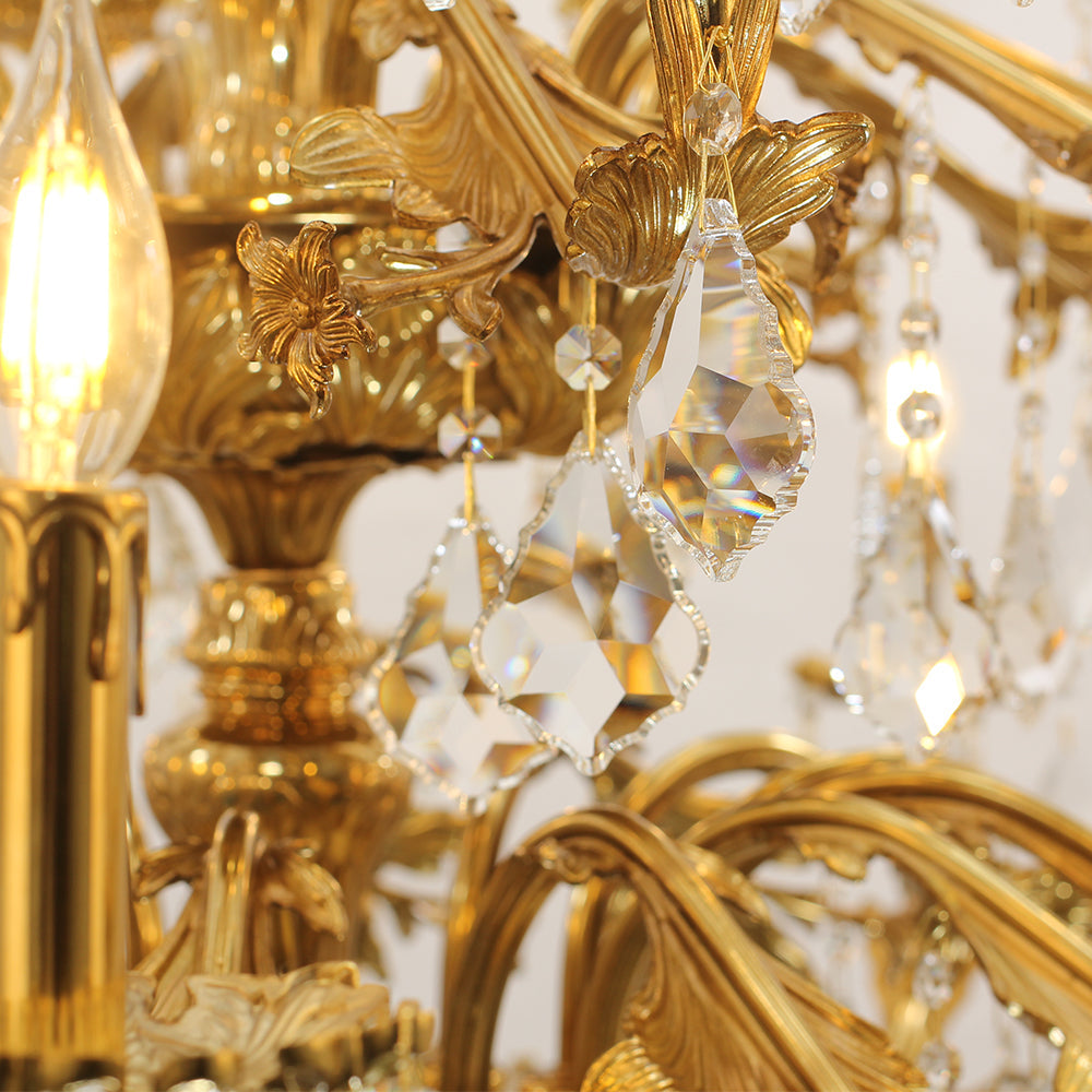 51X68 Inch 30 Lights Tiered Brass and Crystal Chandelier for Foyer-Briglighting