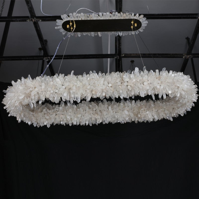 47'' Oval Modern Clear Geode Quartz Crystal Chandelier for Dining Room-Briglighting