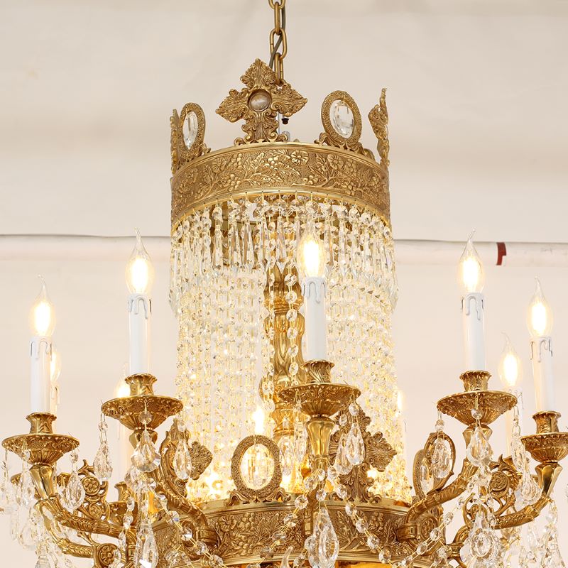 51X67 Inch 42 Lights Big French Empire Brass and Crystal Chandelier for Foyer-Briglighting