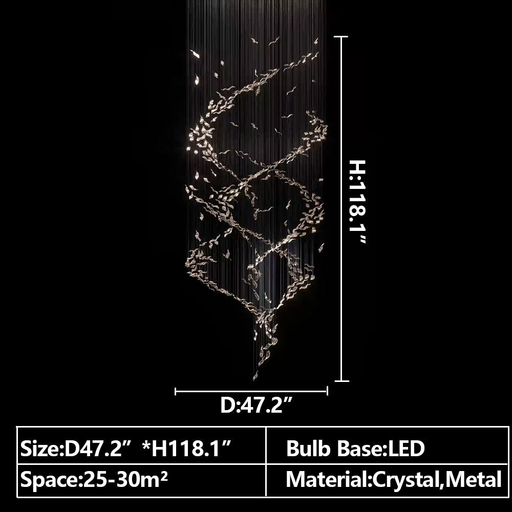 Extra Large Luxury Art Double Spiral Creative Crystal Chandelier For High-ceiling Foyer/Hallway/Entryway-Briglighting