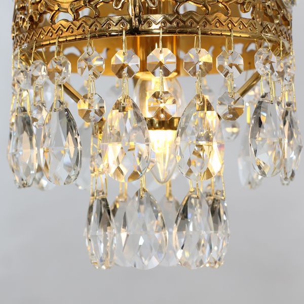 6 Inch Mini Crystal Pendant Light for Kitchen Island Empire Style Brass Crystal Chandelier-Briglighting