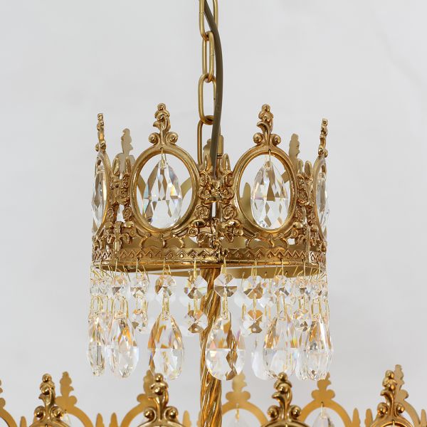 9 Inch Mini Kitchen Island Pendant Light Empire Style Brass Crystal Pendant Lighting-Briglighting
