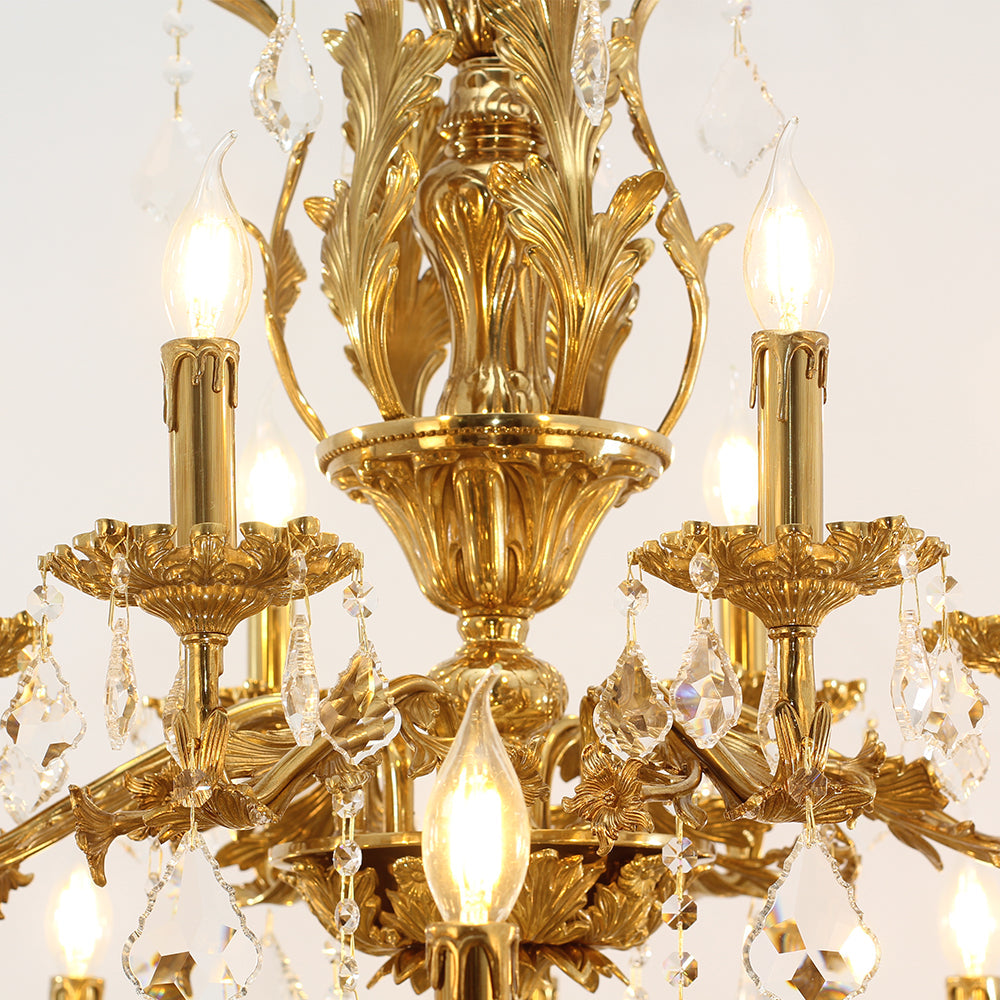 51X68 Inch 30 Lights Tiered Brass and Crystal Chandelier for Foyer-Briglighting