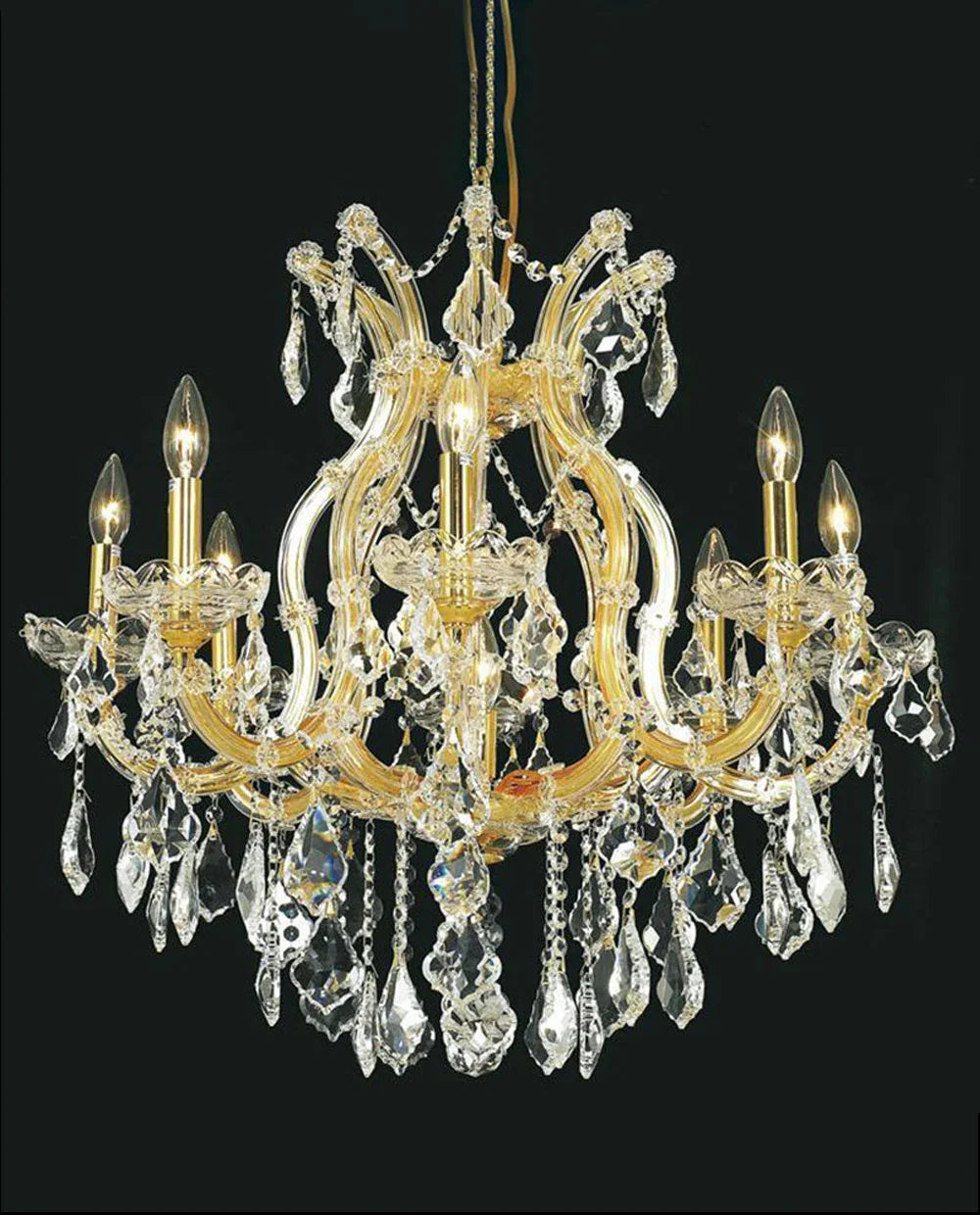 26'' Wide Gold Chandelier Light 9 Lights Maria Theresa Crystal Chandelier MT01L9G-吊灯-Briglighting