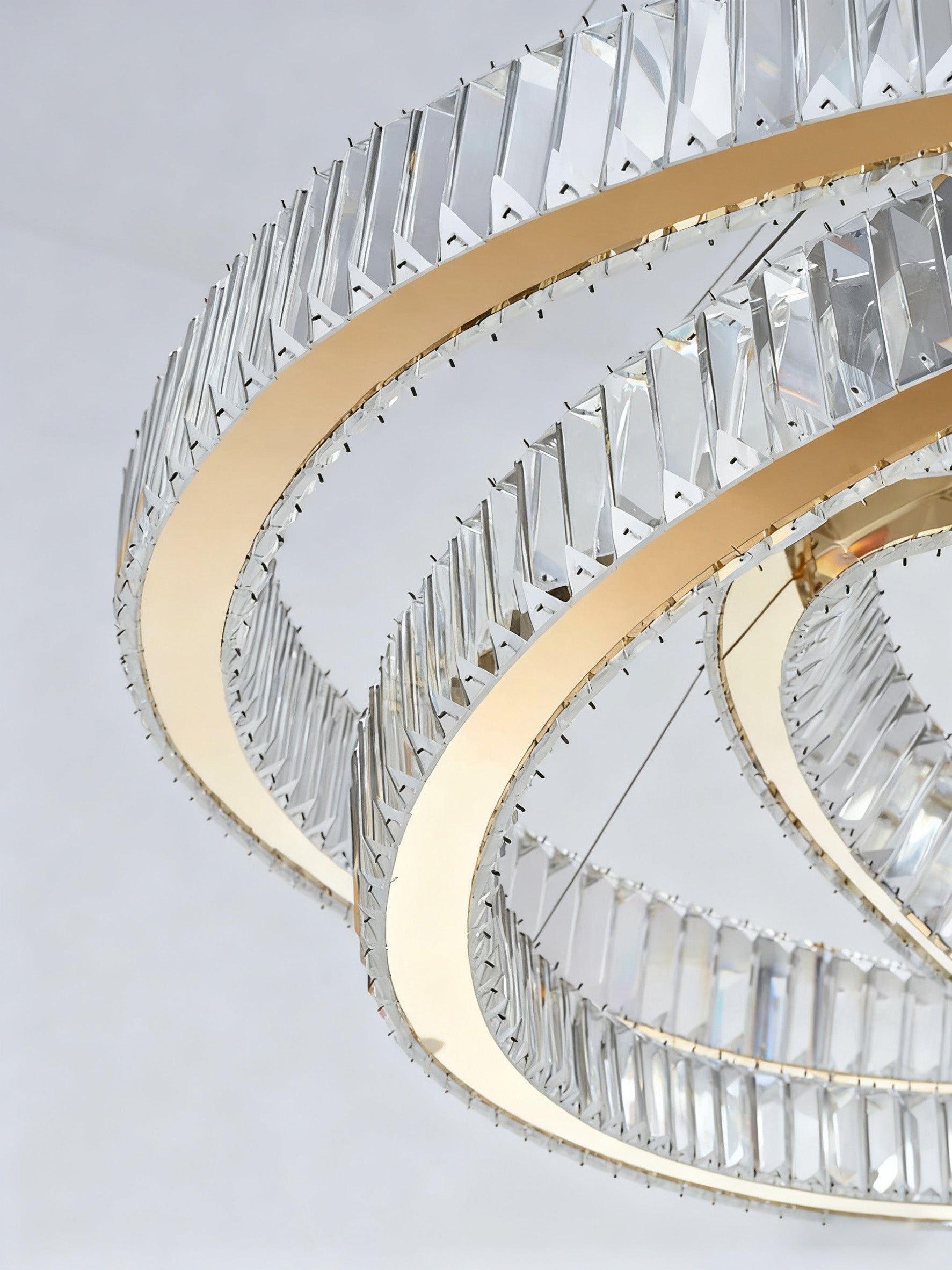 Custom Made 59'' Three Crystal Ring LED Chandelier Large Modern Chandelier for Hotel Lobby-Briglighting