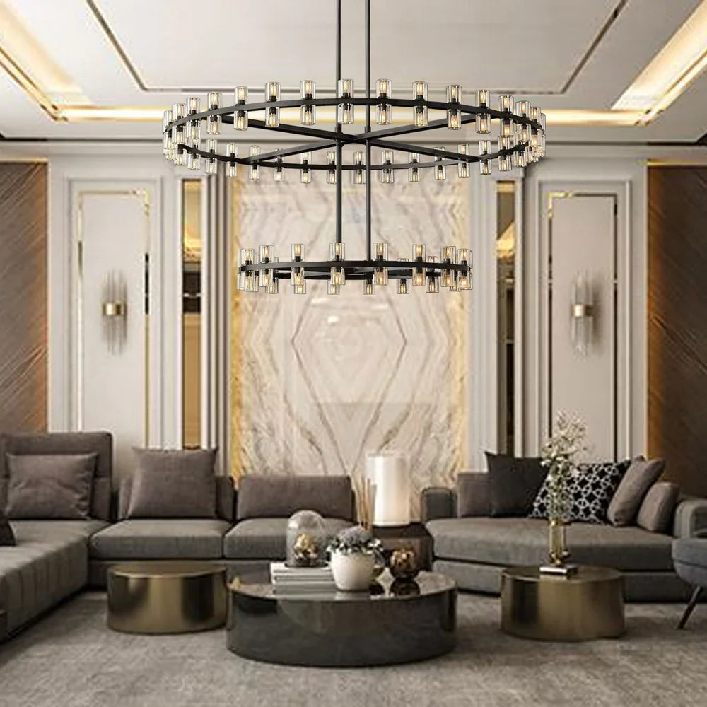 Arcachon LED Round Two-Tier Chandelier 60"