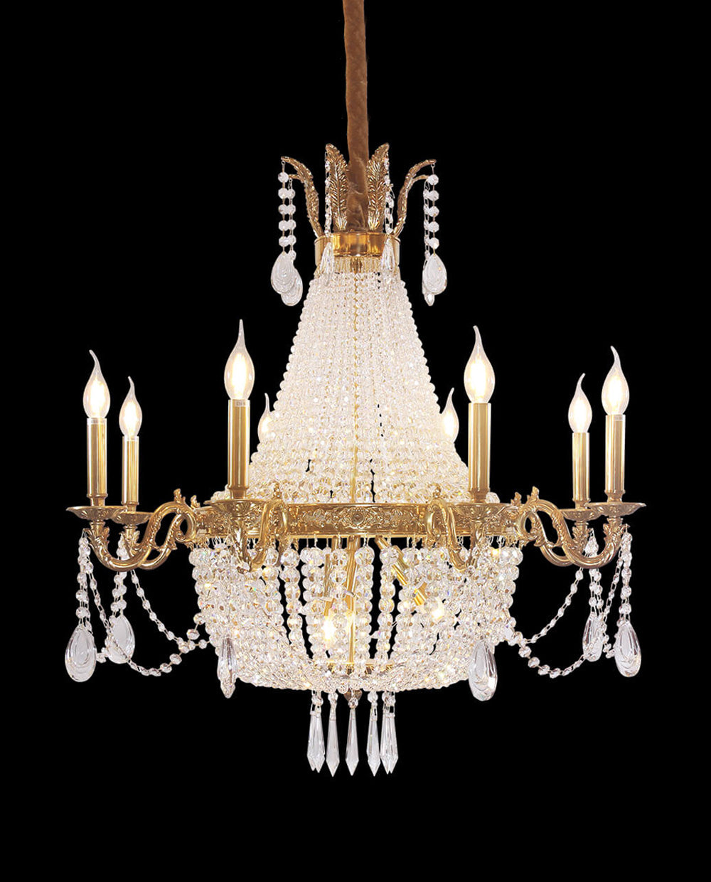 33X33 Inch French Empire Brass and Crystal Chandelier-Briglighting
