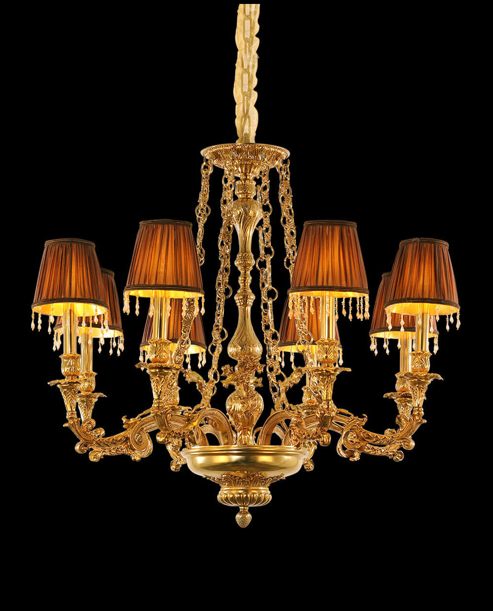 35X30 Inch 8 Lights Baroque Style Antique Copper Chandelier-Briglighting