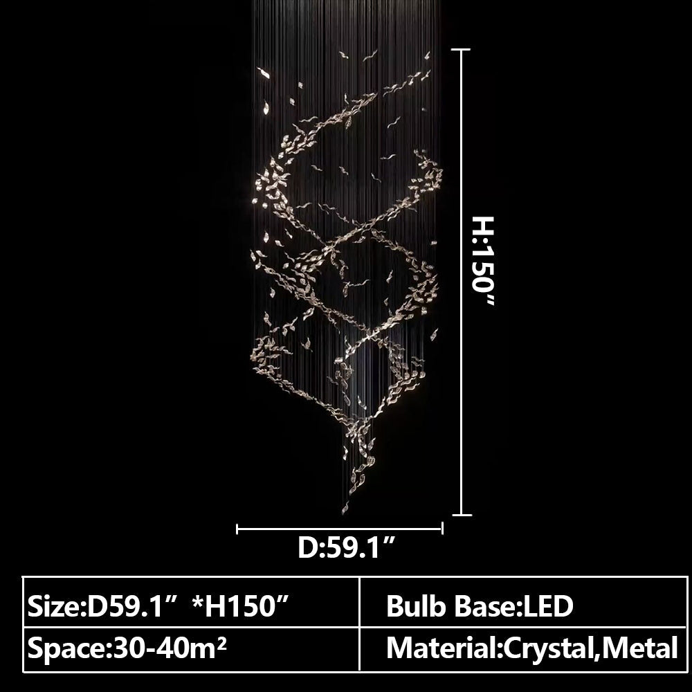 Extra Large Luxury Art Double Spiral Creative Crystal Chandelier For High-ceiling Foyer/Hallway/Entryway-Briglighting