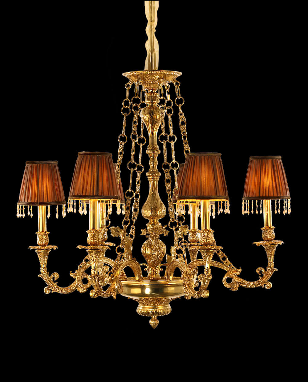 30X30 Inch 6 Lights Baroque Style Antique Copper Chandelier-Briglighting
