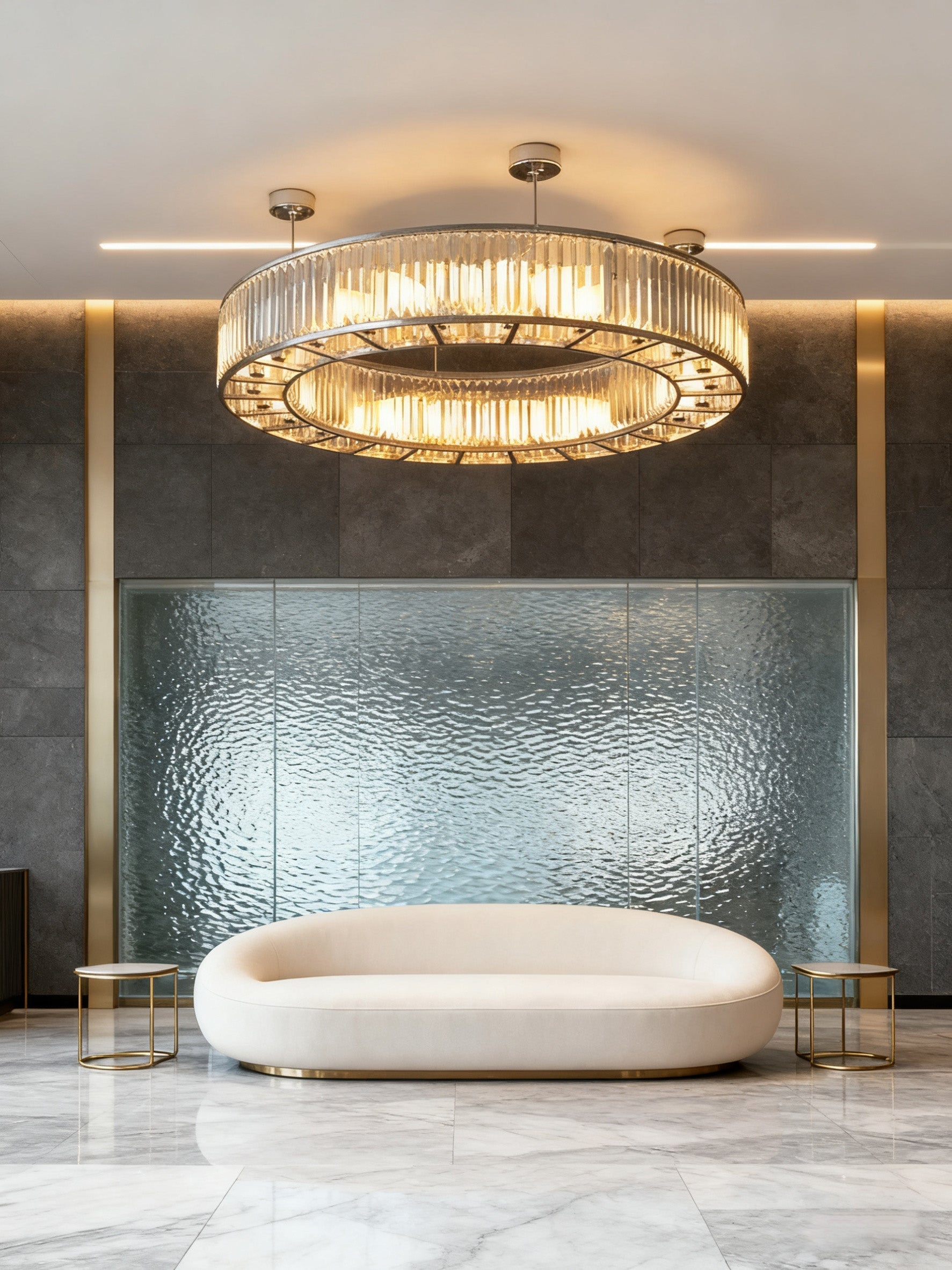 72 Inch Round Semi Flush Mounted Chandelier Big Modern Crystal Chandelier for Event Hall-Briglighting