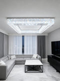 72 Inch Big Square Flush Mounted Chrome Crystal Chandelier for Living Room-吊灯-Briglighting